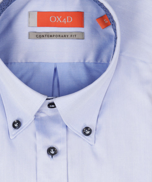 Lichtblauw royal twill overhemd met button-down kraag